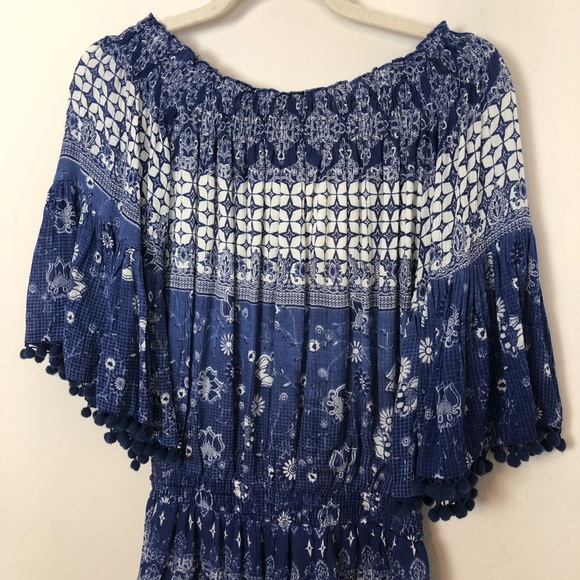 ANTHROPOLOGY Raga Blue Pom Pom Romper Sz XS - Picture 6 of 10